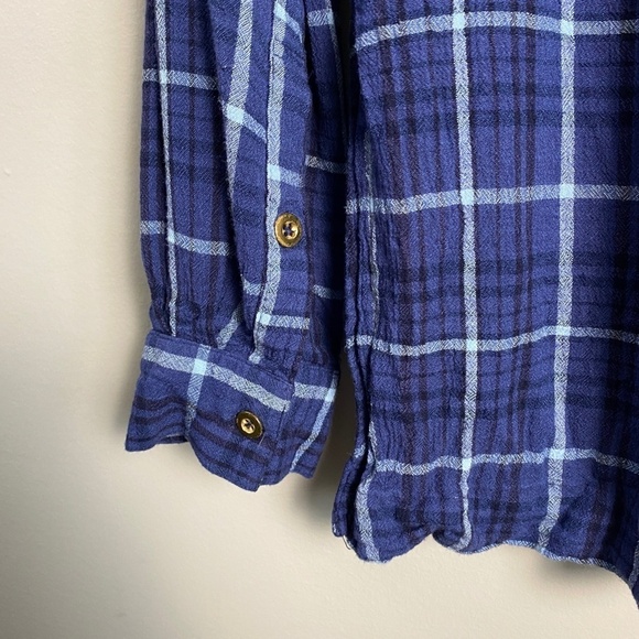 Nine West Jeans Womens Blue Plaid Long Sleeve V-Neck Pull Over Shirt Size Medium - Picture 7 of 15